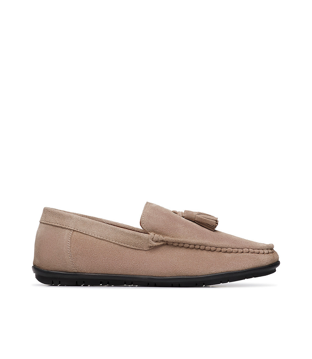 Loriblu Mocassino in camoscio camel con nappine