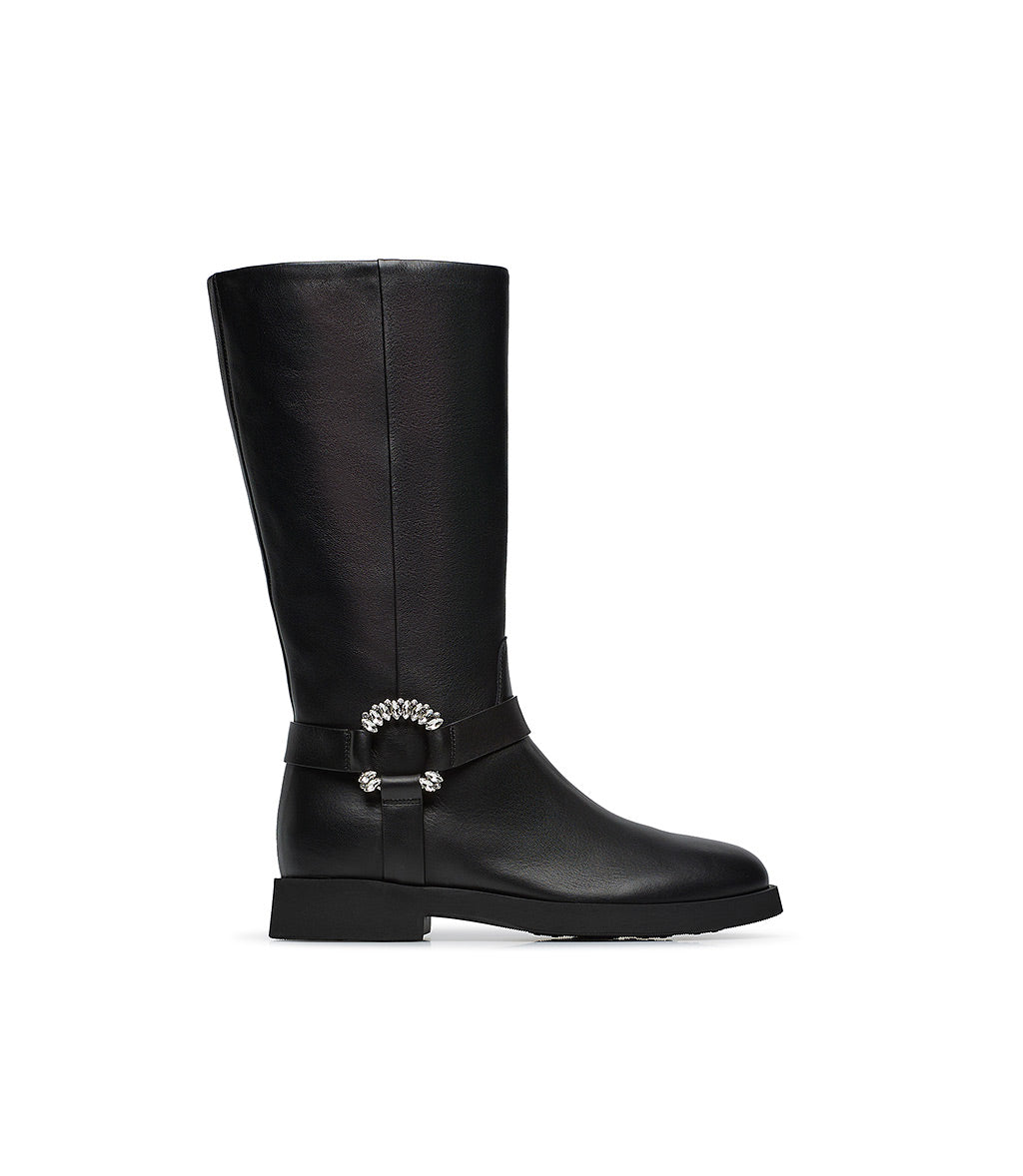 Loriblu Stivale in nappa nera con fibbia gioiello