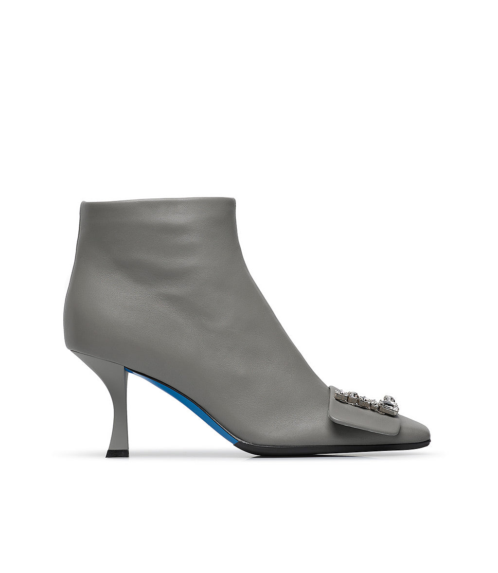 Loriblu Stivaletto in nappa grigio con Logo Signature cristalli