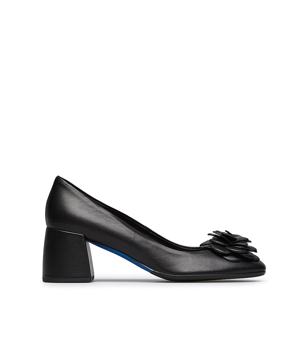 Loriblu Décolleté in nappa nera con fiore