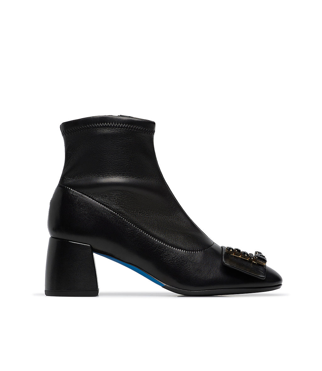 Loriblu Stivaletto in nappa nero con Logo Signature cristalli