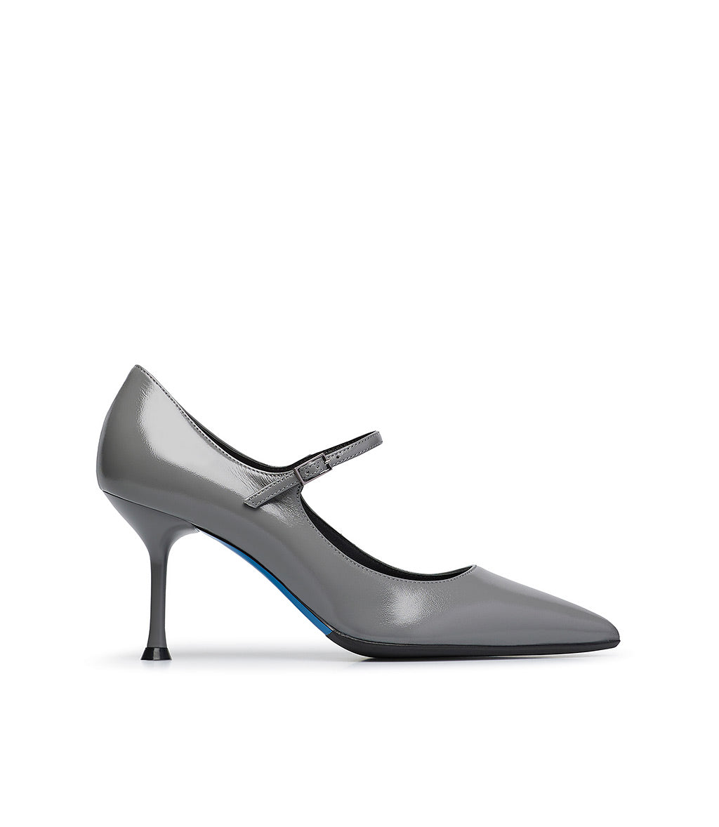 Loriblu Decollete in pelle lucida grigio con cinturino
