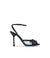 Sandalo in vernice nera con tricot e plexi