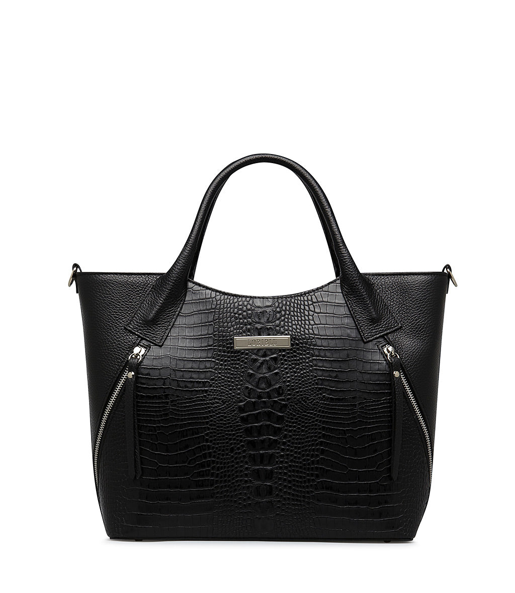 Loriblu Borsa tote nera in pelle stampata
