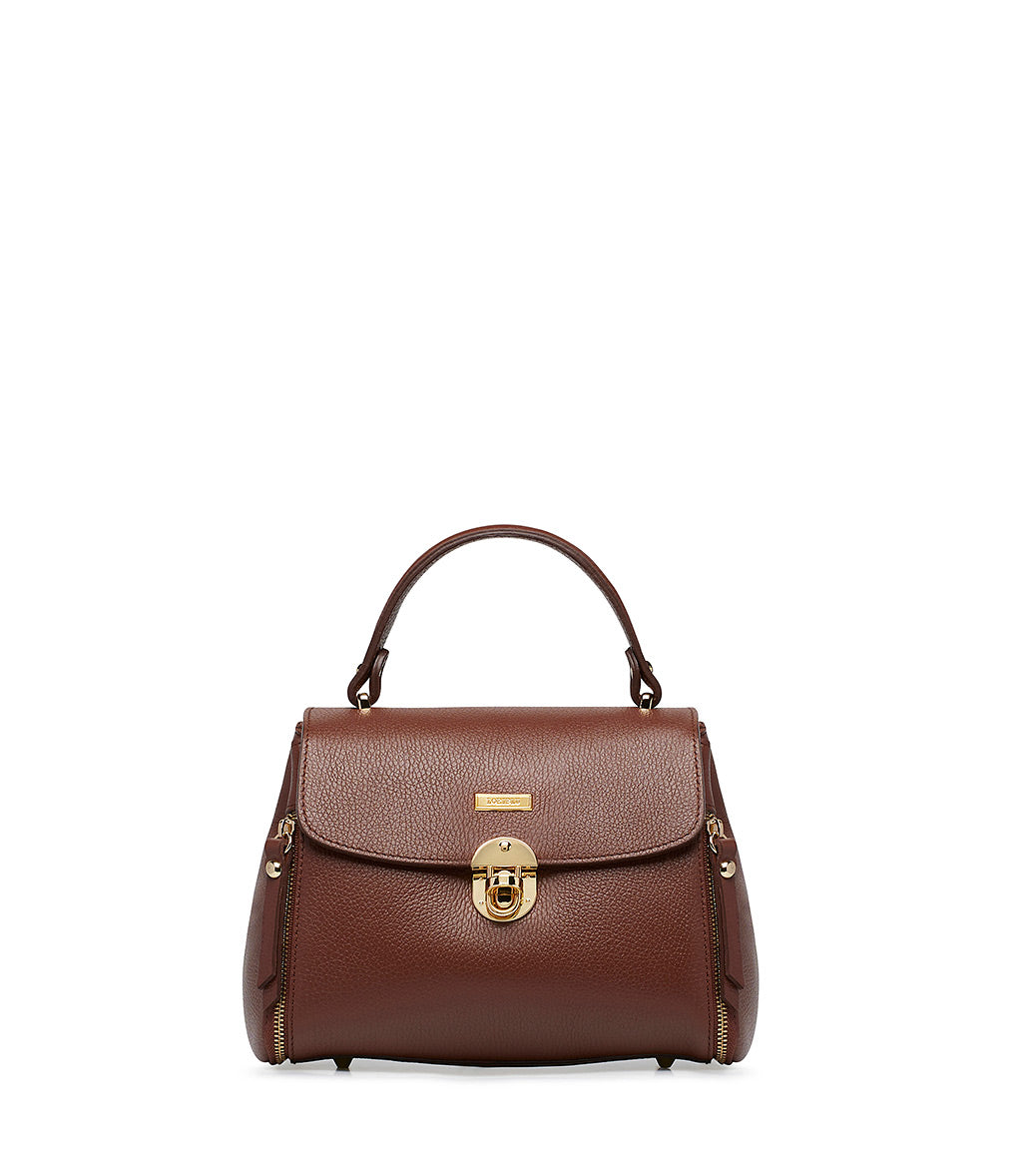 Loriblu Borsa a mano marrone bruciato in pelle martellata