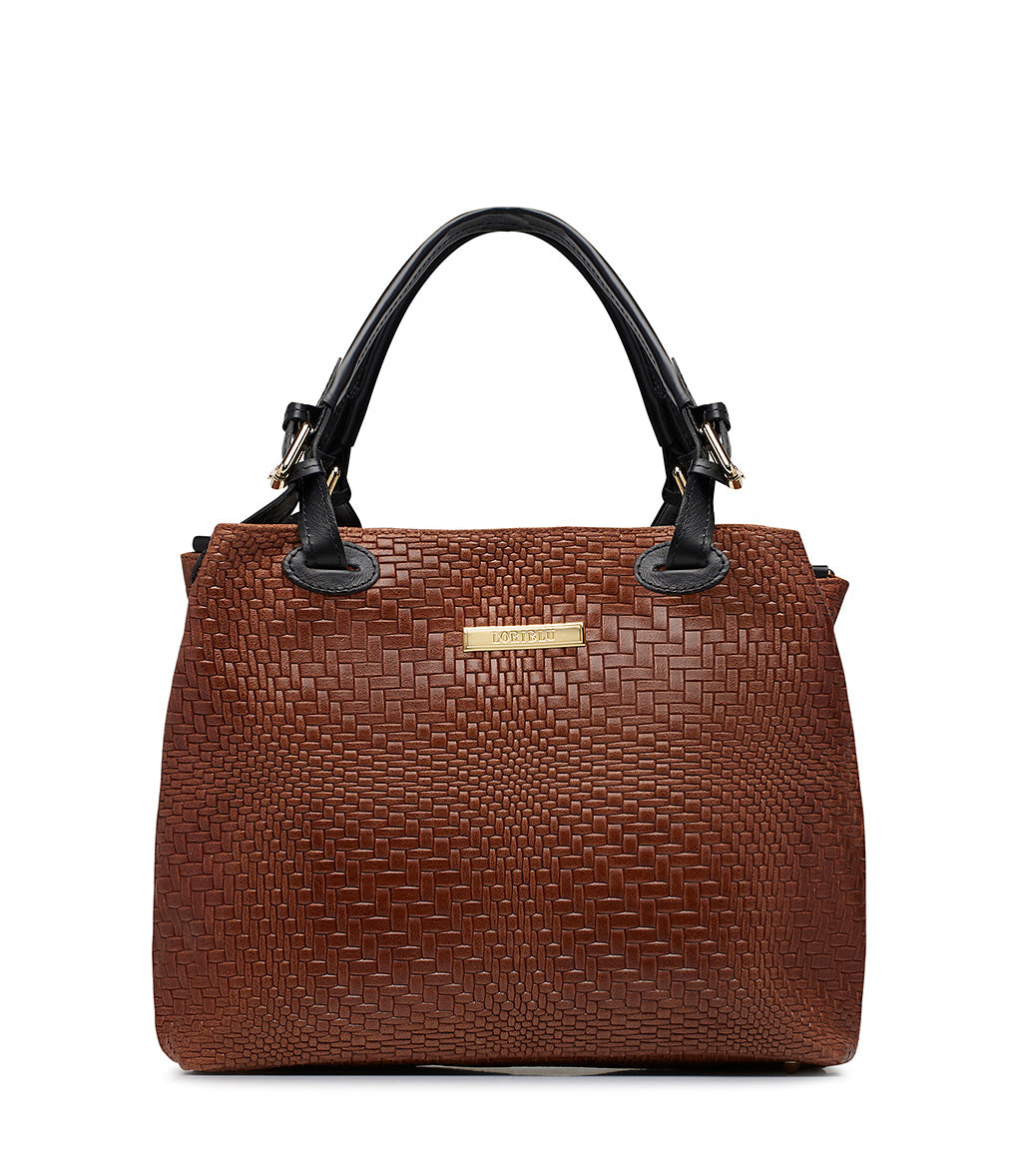 Loriblu Borsa tote in pelle intrecciata marrone