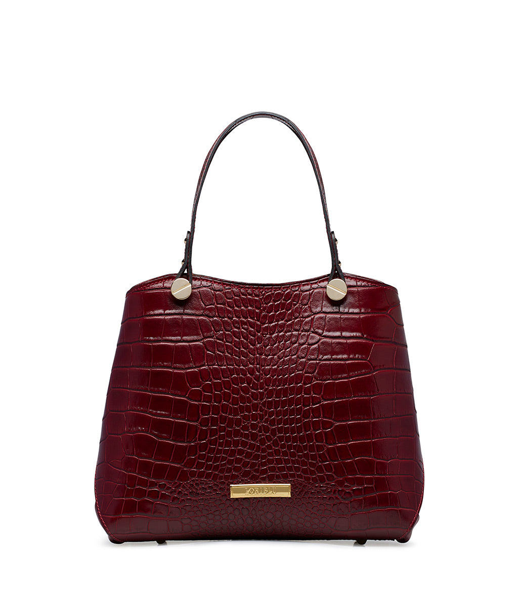 Loriblu Borsa tote bordeaux in pelle stampa cocco