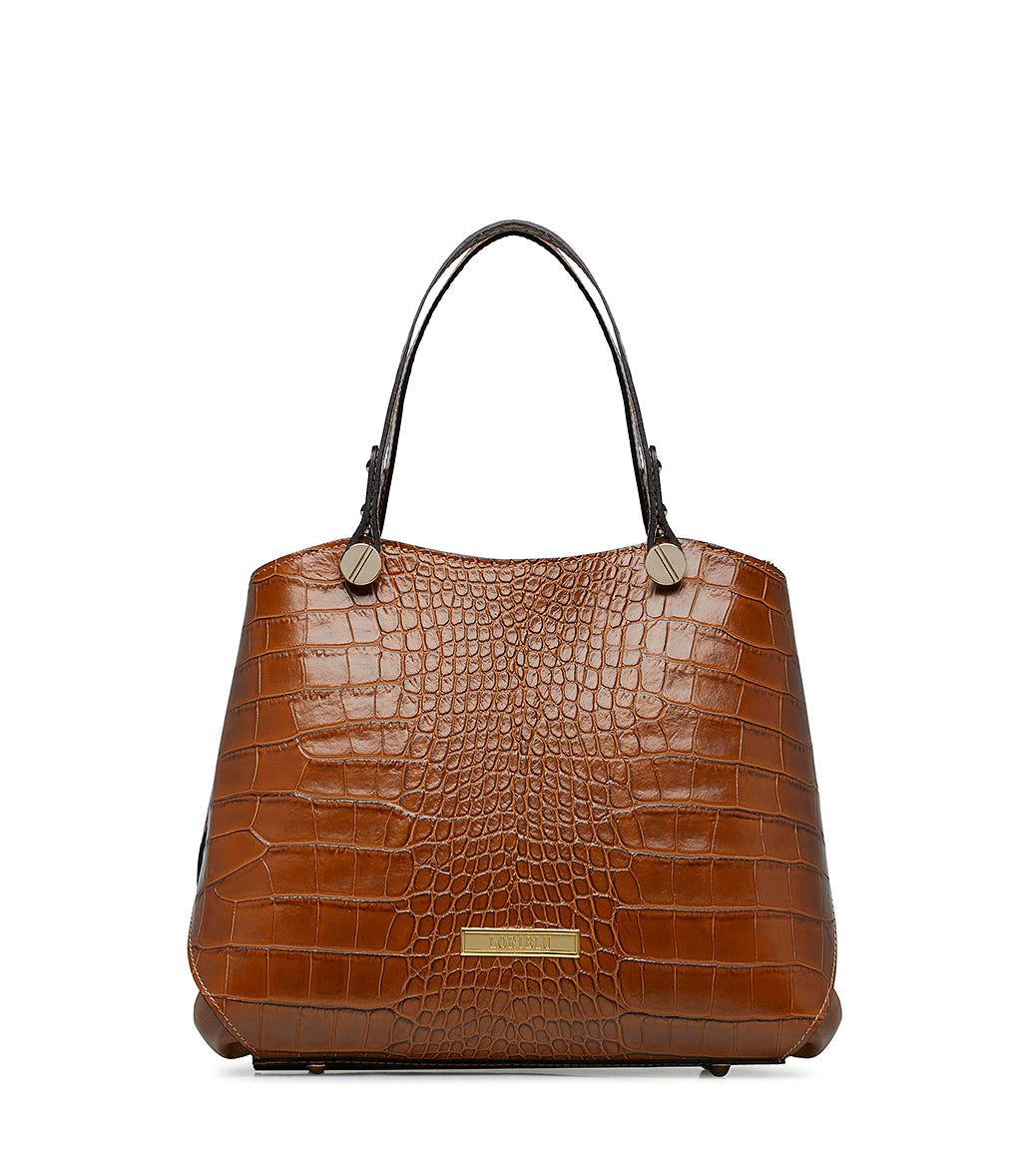 Loriblu Borsa tote cuoio in pelle stampa cocco