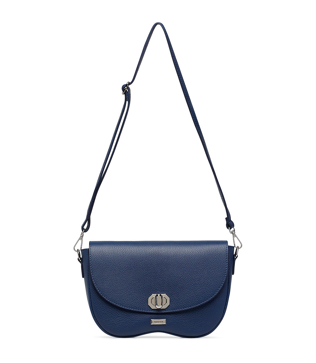 Loriblu Borsa a tracolla in pelle blu testurizzata