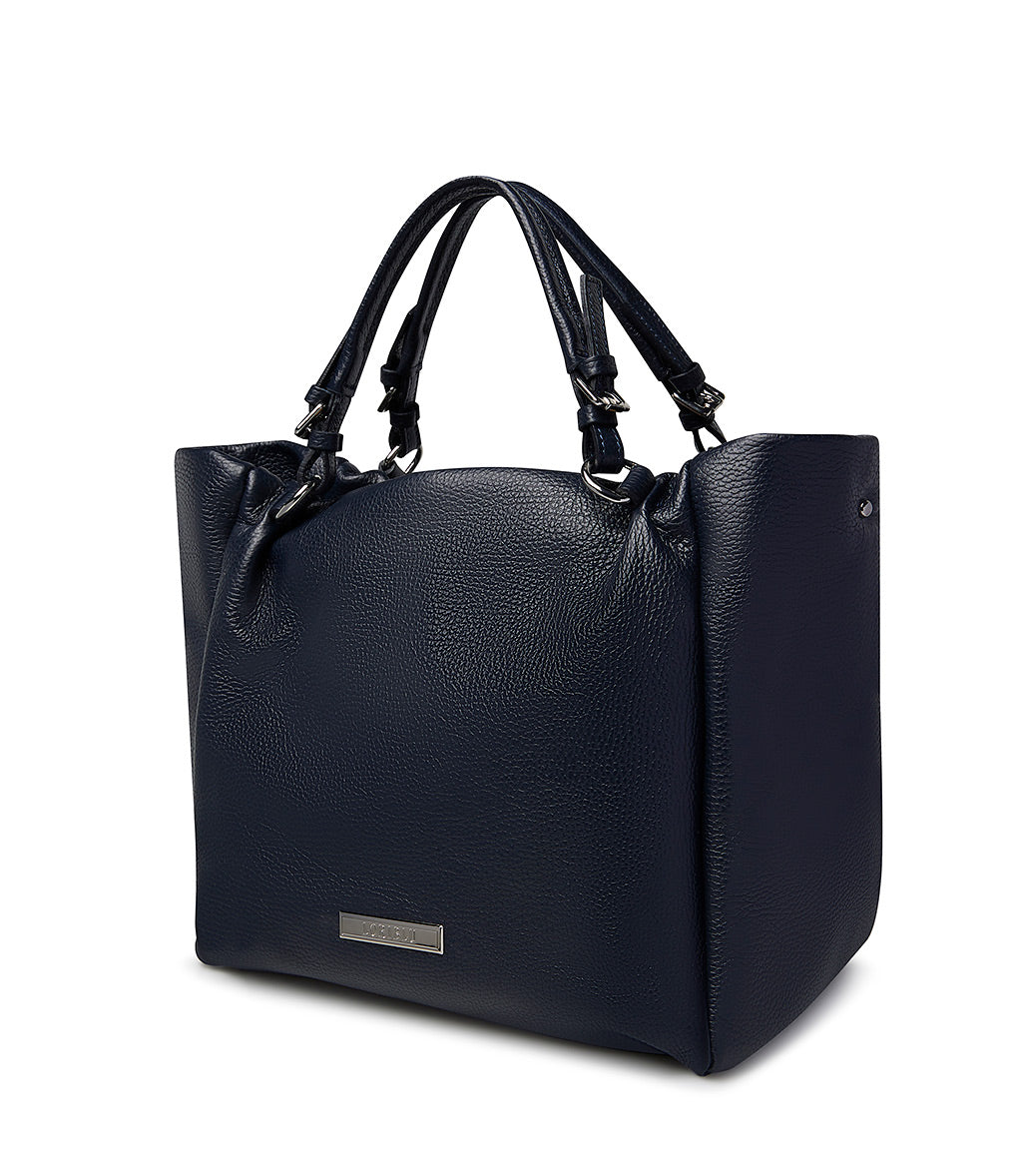 Borsa in pelle martellata blu