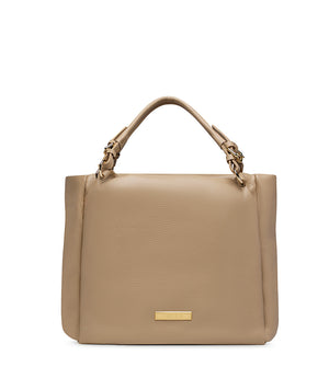 Borsa beige in pelle martellata